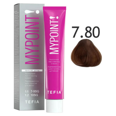 TEFIA MYPOINT Перманентная крем краска для волос 7/80 блондин коричневый для седых волос 60мл