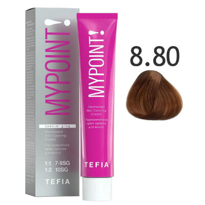 TEFIA MYPOINT Перманентная крем краска для волос 8/80 светлый блондин коричневый для седых волос 60мл