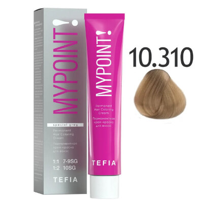 TEFIA MYPOINT Крем краска для волос 10/310 экстра светлый блонд золотисто пепельный для седых 60мл
