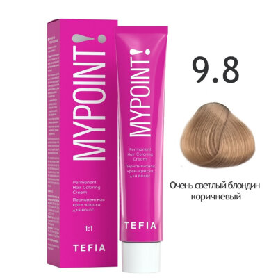 TEFIA MYPOINT Перманентная крем краска для волос 9/8 очень светлый блондин коричневый, 60мл