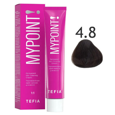 TEFIA MYPOINT Перманентная крем краска для волос 4/8 брюнет коричневый 60мл