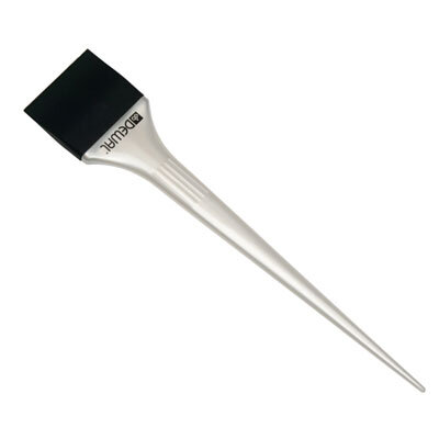 DEWAL JPP147 Кисть-лопатка для окрашивания корней, силиконовая, черная с белой ручкой, узкая 44мм